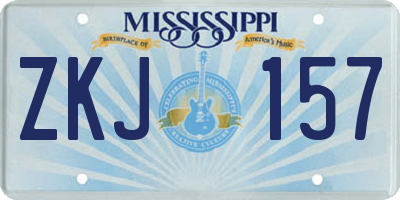 MS license plate ZKJ157