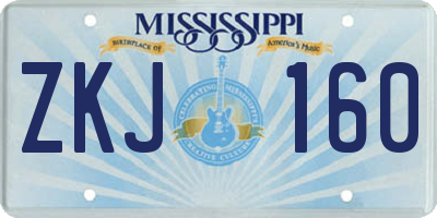 MS license plate ZKJ160