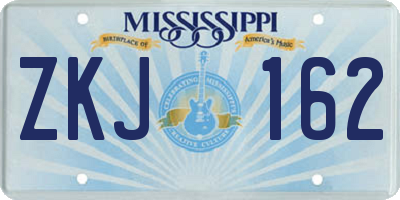MS license plate ZKJ162