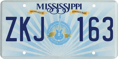 MS license plate ZKJ163