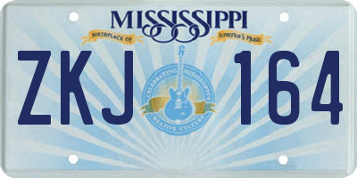 MS license plate ZKJ164