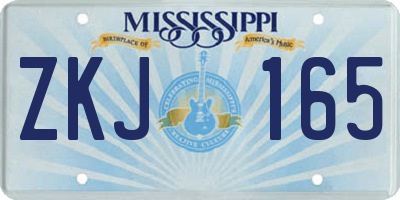 MS license plate ZKJ165
