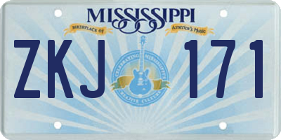 MS license plate ZKJ171
