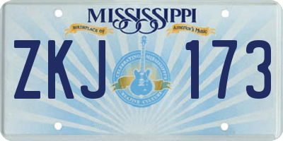 MS license plate ZKJ173