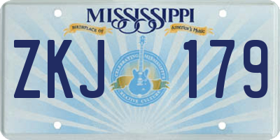 MS license plate ZKJ179
