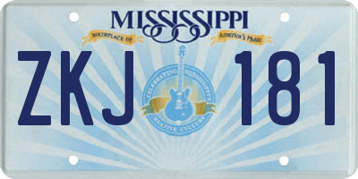 MS license plate ZKJ181