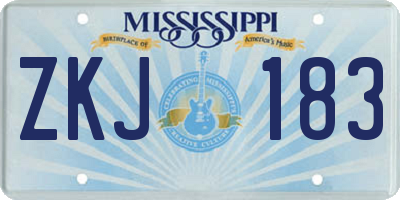 MS license plate ZKJ183