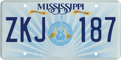 MS license plate ZKJ187