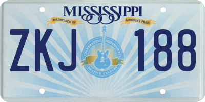 MS license plate ZKJ188