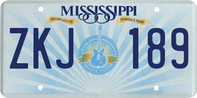 MS license plate ZKJ189