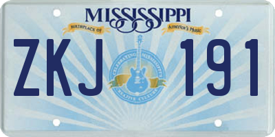 MS license plate ZKJ191