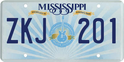 MS license plate ZKJ201