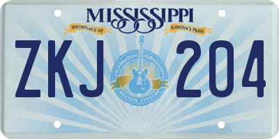 MS license plate ZKJ204