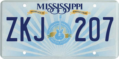 MS license plate ZKJ207