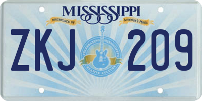 MS license plate ZKJ209
