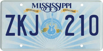 MS license plate ZKJ210