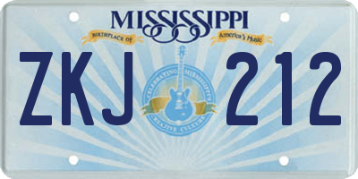 MS license plate ZKJ212