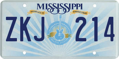 MS license plate ZKJ214
