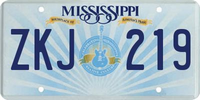 MS license plate ZKJ219