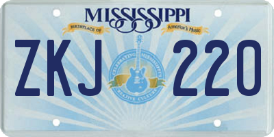 MS license plate ZKJ220
