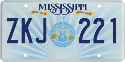 MS license plate ZKJ221