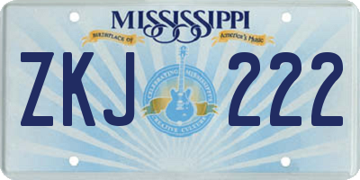 MS license plate ZKJ222
