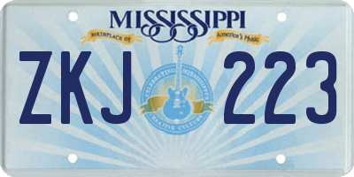 MS license plate ZKJ223
