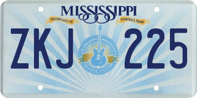 MS license plate ZKJ225