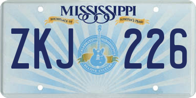MS license plate ZKJ226