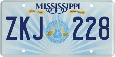MS license plate ZKJ228