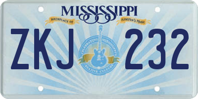 MS license plate ZKJ232