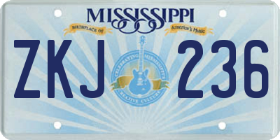 MS license plate ZKJ236