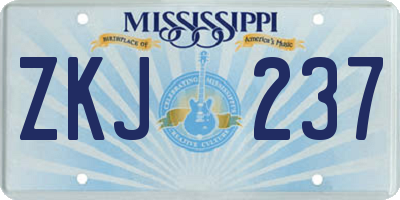 MS license plate ZKJ237