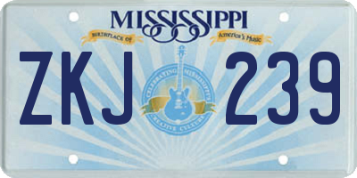 MS license plate ZKJ239