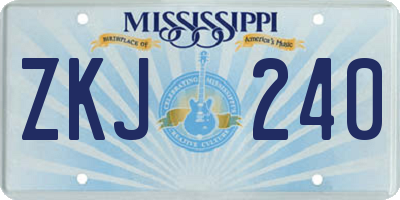 MS license plate ZKJ240