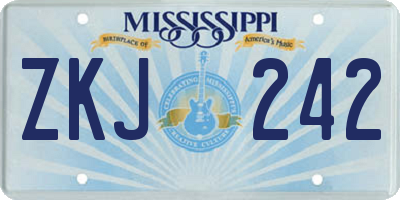 MS license plate ZKJ242