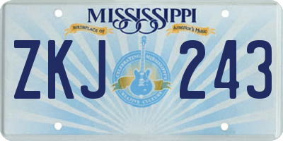 MS license plate ZKJ243