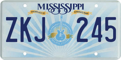 MS license plate ZKJ245