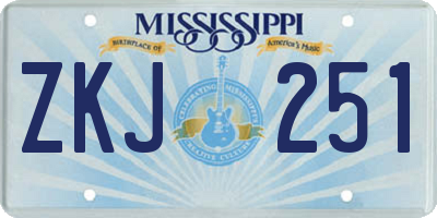 MS license plate ZKJ251