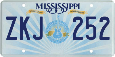 MS license plate ZKJ252