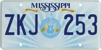 MS license plate ZKJ253