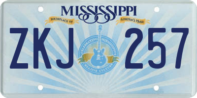 MS license plate ZKJ257