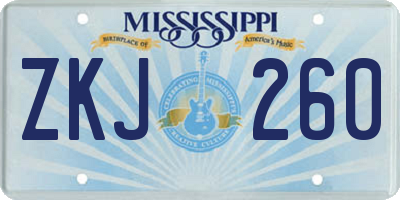 MS license plate ZKJ260