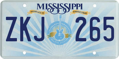 MS license plate ZKJ265