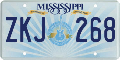 MS license plate ZKJ268