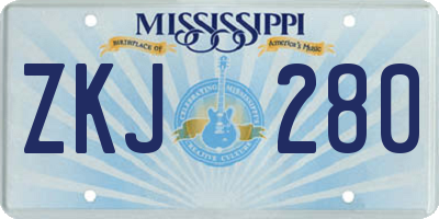 MS license plate ZKJ280