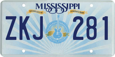 MS license plate ZKJ281