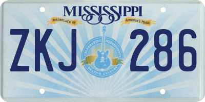 MS license plate ZKJ286