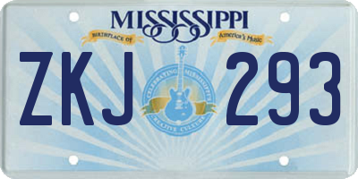 MS license plate ZKJ293