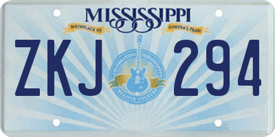MS license plate ZKJ294